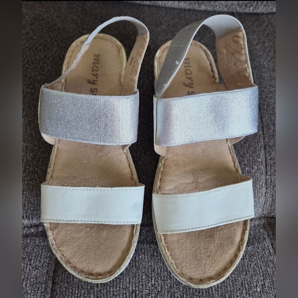 Mary Soft White And Silver Sandals.